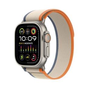 Apple Watch Ultra 2 Cellular 49 mm Titanium Case,  Orange/Beige Trail Loop M/L