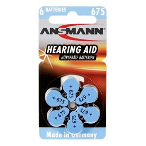 1x6 Ansmann Zinc-Air 675 (PR 44) Hearing Aid Batteries
