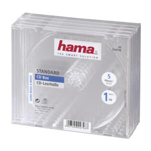 1x5 Hama CD Jewel-Case transparent 44748