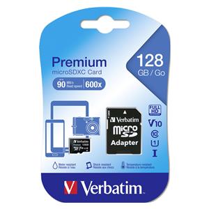 Verbatim microSDXC         128GB Class 10 UHS-I incl Adapt. 44085
