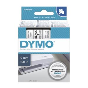 Dymo D1 9mm Black/Clear labels 40910