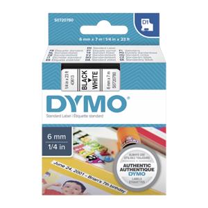 Dymo D1 6mm Black/White labels 43613