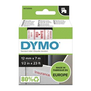 Dymo D1 12mm Red/White labels 45015