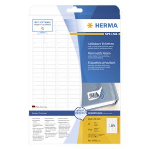 Herma Removable Labels 25,4x10 25 Sh. DIN A4 4725 pcs. 10001