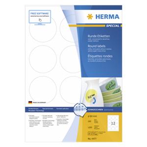 Herma Removable Round Labels 60 100 Sheet DIN A4 1200 pcs. 4477