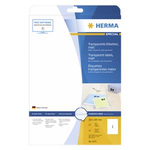 Herma Transparent Labels 210X297 25 Sheets DIN A4 25 pcs. 4375
