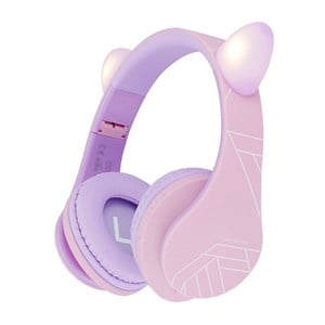 PowerLocus P2 Kids Headphones purple /pink with Ears