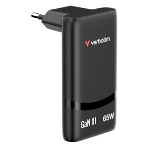 Verbatim Fold n Go GaN Charger 65W 2xUSB C schw.klappb.St.32354