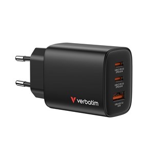 Verbatim Essentials GaN Charger 65W 2xUSB-C /1xUSB-A schwa. 32352