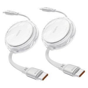 iOttie 100W Retractable USB-C Cable White 2-Pack