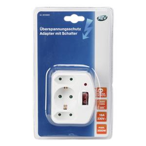 REV 3-fold Adapter with switch and Surge protector white