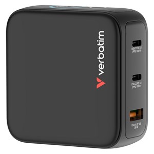 Verbatim Mini GaN Charger 100W mit Display 2xUSB-C +1xA 30239
