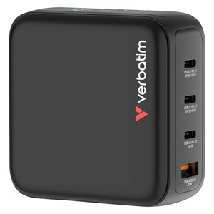 Verbatim Mini GaN Charger 140W mit Display 3xUSB-C +1xA 30240