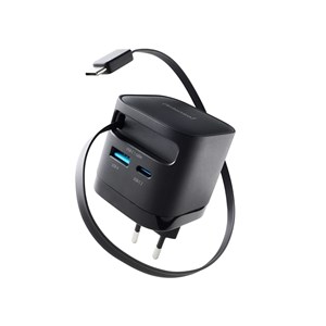 Intenso Power Adapt. W65ACIC 65W 2xUSB-C /USB-A ausziehb.Kab. schw