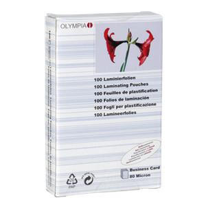 1x100 Olympia Laminating Pouches Business Cards 80 micron 9169
