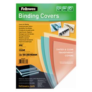Fellowes Binding Covers A4 Clear PVC 200 Mikron