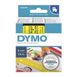Dymo D1 6mm Black/Yellow labels 43618