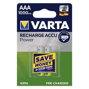 1x2 Varta Rechargeable Accu AAA Ready2Use NiMH 1000 mAh Micro - Punjive baterije