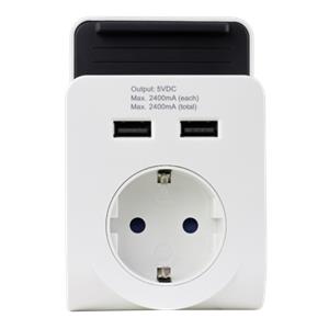 REV USB Charger 2-fold with Shelf white