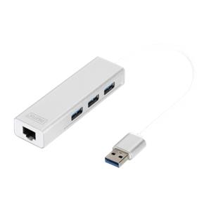 DIGITUS USB 3.0 3-Port Hub & Gigabit LAN-Adapter