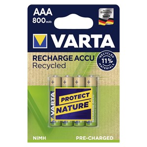 10x4 Varta RECHARGE ACCU Recycled 800 mAH AAA Micro NiMH
