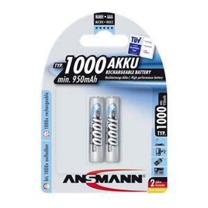 1x2 Ansmann NiMH rech. battery 1000 Micro AAA 950 mAh