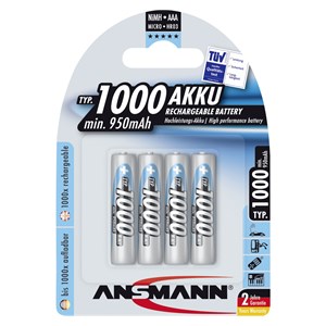 1x4 Ansmann NiMH rech. battery 1000 Micro AAA 950 mAh