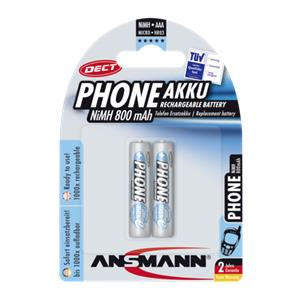 1x2 Ansmann maxE NiMH rech.bat. Micro AAA 800 mAh DECT PHONE