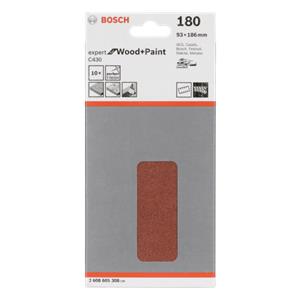 Bosch Sanding Pad C 430 Wood + Lacquer 93x186MM Grit 180 10 pcs