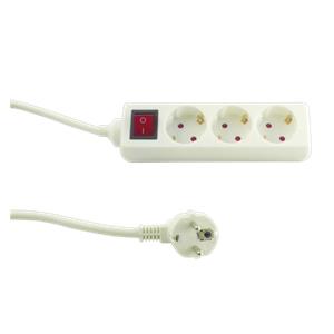 REV Socket line 3-fold 1,4 m white with switch