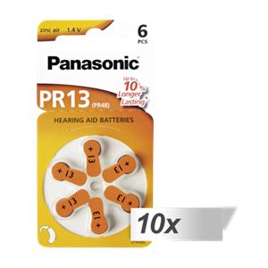 10x1 Panasonic PR 13 Hearing Aid Batteries Zinc Air 6 pcs.