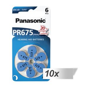 10x1 Panasonic PR 675 Hearing Aid Batteries Zinc Air 6 pcs.
