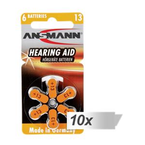 10x6 Ansmann Zinc-Air 13 (PR48) Hearing Aid Batteries