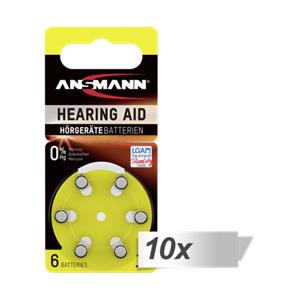 10x6 Ansmann Zinc-Air 10 (PR70) Hearing Aid Batteries