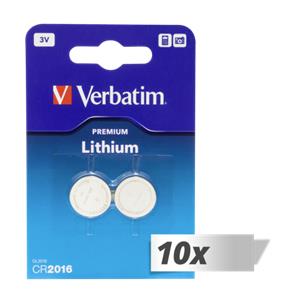 10x2 Verbatim CR 2016 Lithium Lithium battery 49934