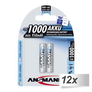 12x2 Ansmann NiMH bat. 1000 Micro AAA 950 mAh