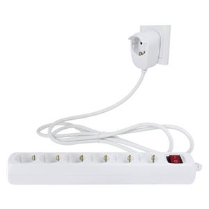 REV Multiple Socket Outlet white 6+1-fold 2m Powersplit + switch