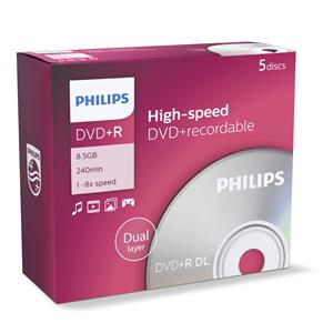 1x5 Philips DVD+R 8,5GB DL 8x JC