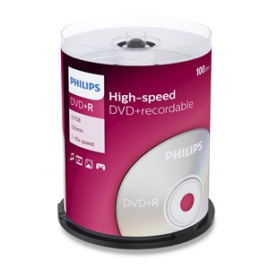 1x100 Philips DVD+R 4,7GB 16x SP