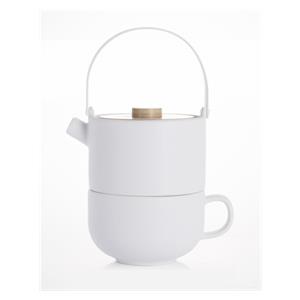 Bredemeijer Tea-for-one Umea white with Bamboo lid 142007
