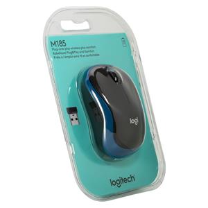 Logitech M 185 Cordless Notebook Mouse USB black / blue • ISPORUKA ODMAH