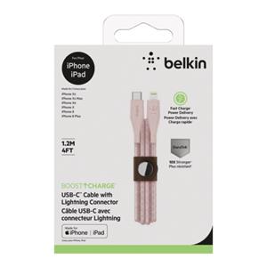 Belkin DuraTek Plus Lightning / USB-C, 1,2m, pink, mfi zert.