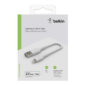 Belkin Lightning Cable 15cm, PVC, white, mfi cert.