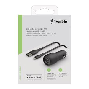 Belkin USB-A Car Charger 24W 1m Lightning-Cable CCD001bt1MBK