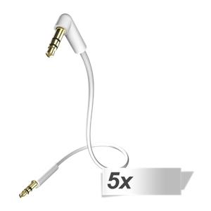 5x in-akustik Star MP3 white 3,5 Jack Plug 90° 0,75 m