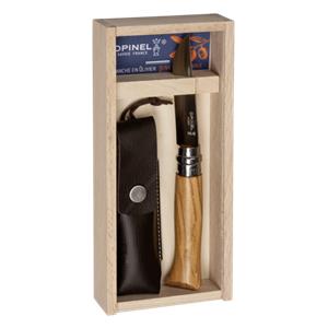 Opinel No. 08 Olive wood + sheath in pencil box