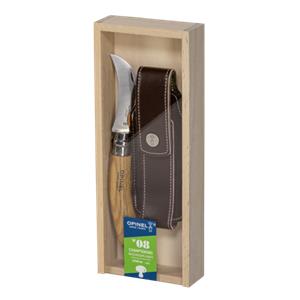Opinel mushroom knife oak handle w. brush + pencil case & sheath