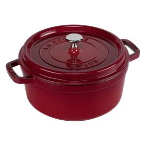 Staub Round Cocotte, 24cm cast iron, cherry