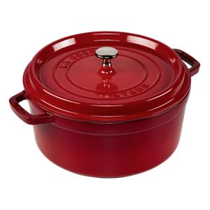 Staub Round Cocotte, 26cm cast iron, cherry