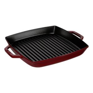 Staub Square Grill Pan  33cm cast iron, cherry, induction